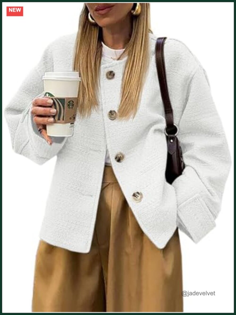 BZB Women's Tweed Blazers Long Sleeve Button Down Business Casual Jackets